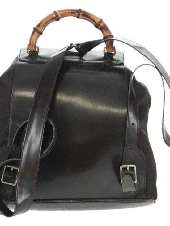 GUCCI Bamboo Backpack Nylon Brown Silver 003 1119 0016 Auth 161351 main image 15